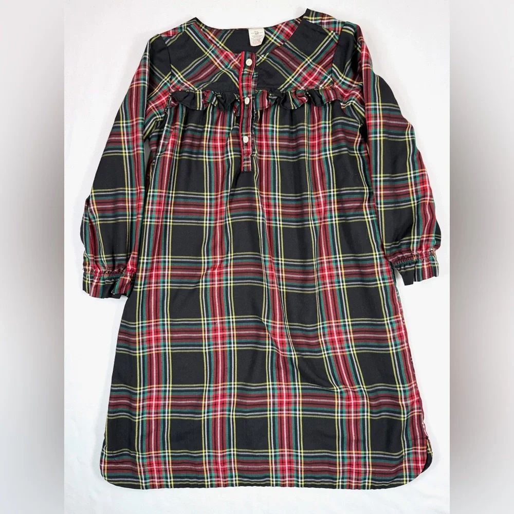 CREWCUTS J. Crew Girls' Holiday Tartan Plaid Flannel Christmas Nightgown Size 10